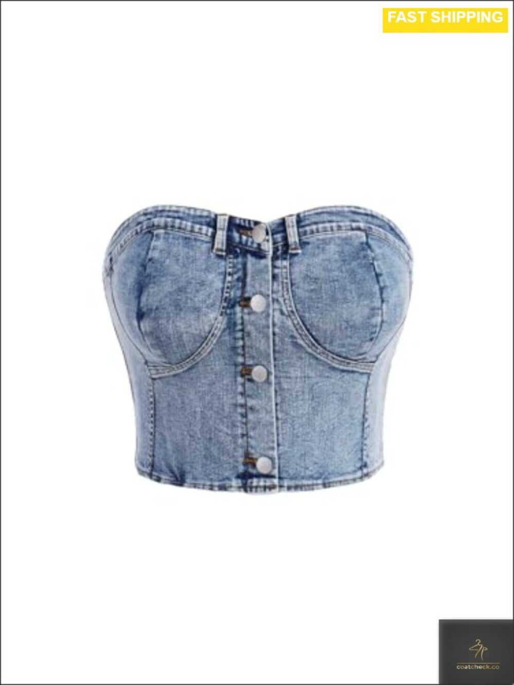 Plus Size Button Down Denim Tube Top Shirred Strapless Cropped Bandeau